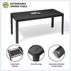 Crestlive Products Tavolo da pranzo da esterno rettangolare ed espandibile in alluminio per 4-6 persone, grigio