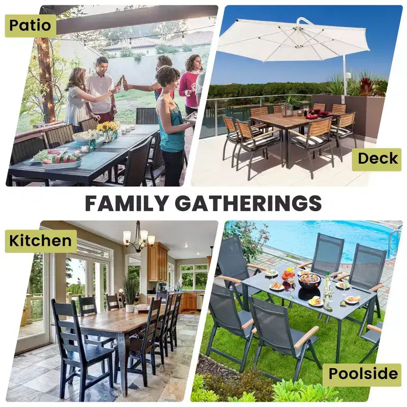 Crestlive Products Tavolo da pranzo da esterno rettangolare ed espandibile in alluminio per 4-6 persone, grigio