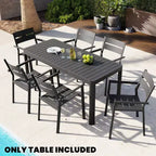 Crestlive Products Tavolo da pranzo da esterno rettangolare ed espandibile in alluminio per 4-6 persone, grigio