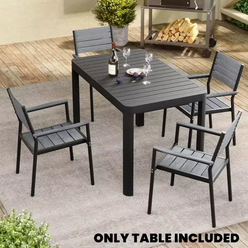 Crestlive Products Tavolo da pranzo da esterno rettangolare ed espandibile in alluminio per 4-6 persone, grigio