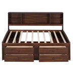 Letto/Divano Letto Matrimoniale in Legno con Ripiani, 4 Cassetti e 2 Armadietti, Marrone Antico - ModernLuxe