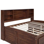 Letto/Divano Letto Matrimoniale in Legno con Ripiani, 4 Cassetti e 2 Armadietti, Marrone Antico - ModernLuxe