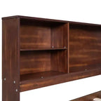 Letto/Divano Letto Matrimoniale in Legno con Ripiani, 4 Cassetti e 2 Armadietti, Marrone Antico - ModernLuxe