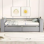 Lettino da Giorno Singolo con Ripiani e 2 Cassetti - ModernLuxe
