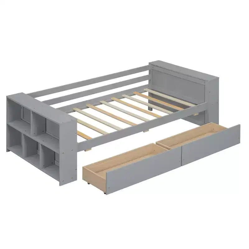 Lettino da Giorno Singolo con Ripiani e 2 Cassetti - ModernLuxe