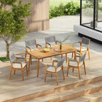 Christopher Knight Home Quinn Set da pranzo imbottito da esterno in acacia con 7 pezzi e design a doghe