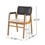 Christopher Knight Home Quinn Set da pranzo imbottito da esterno in acacia con 7 pezzi e design a doghe