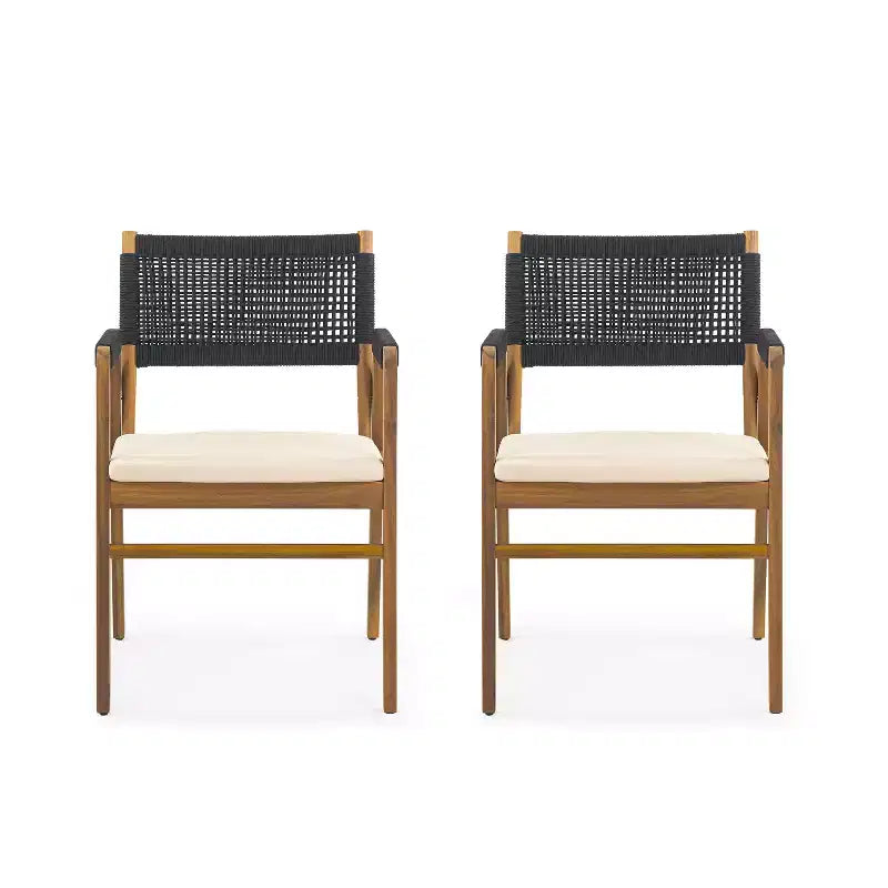 Christopher Knight Home Quinn Set da pranzo imbottito da esterno in acacia con 7 pezzi e design a doghe
