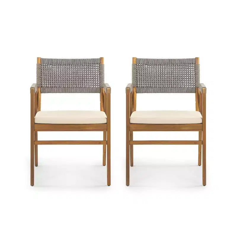 Christopher Knight Home Adeline Set da Pranzo da Esterno Rustico 7 Pezzi in Acacia con Imbottitura