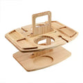 Wooden Picnic Table,With Carrying Handle,Outdoor Portable Removable Wine Glass Holder,Fruit Snack Tray