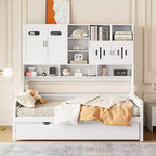 Divano letto una piazza/una piazza e mezza con letto estraibile singolo e armadio e scaffale tutto in uno-ModernLuxe