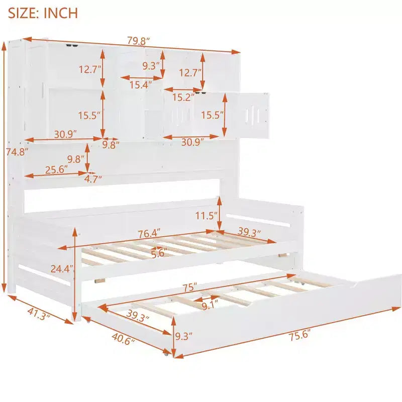 Divano letto una piazza/una piazza e mezza con letto estraibile singolo e armadio e scaffale tutto in uno-ModernLuxe