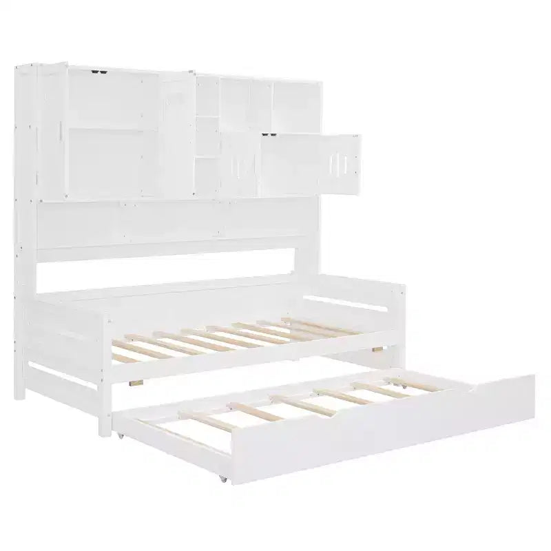 Divano letto una piazza/una piazza e mezza con letto estraibile singolo e armadio e scaffale tutto in uno-ModernLuxe