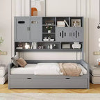 Divano letto una piazza/una piazza e mezza con letto estraibile singolo e armadio e scaffale tutto in uno-ModernLuxe
