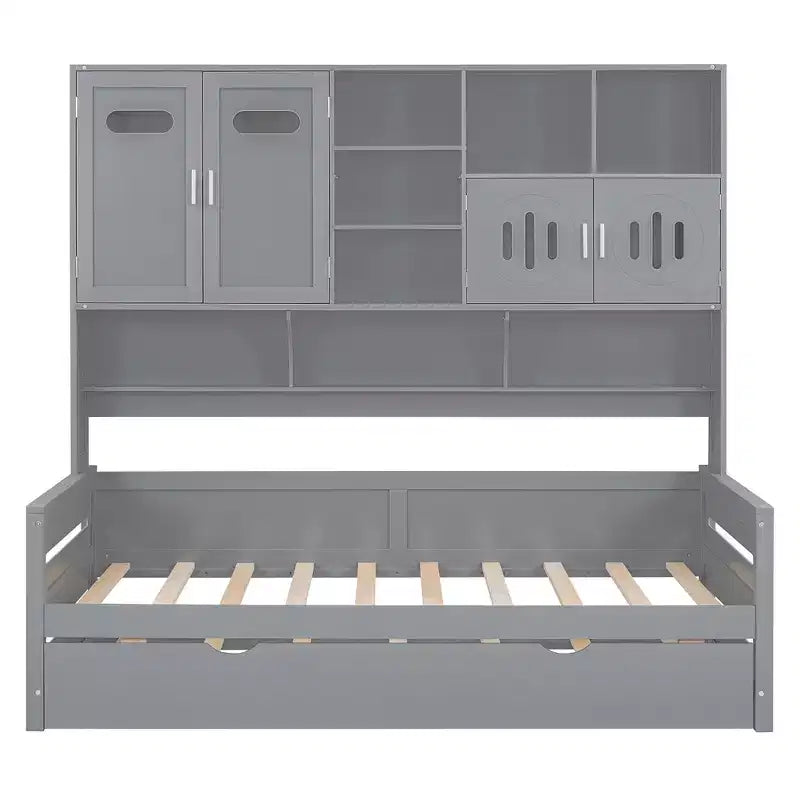 Divano letto una piazza/una piazza e mezza con letto estraibile singolo e armadio e scaffale tutto in uno-ModernLuxe