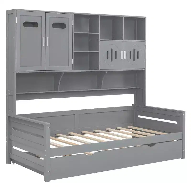 Divano letto una piazza/una piazza e mezza con letto estraibile singolo e armadio e scaffale tutto in uno-ModernLuxe