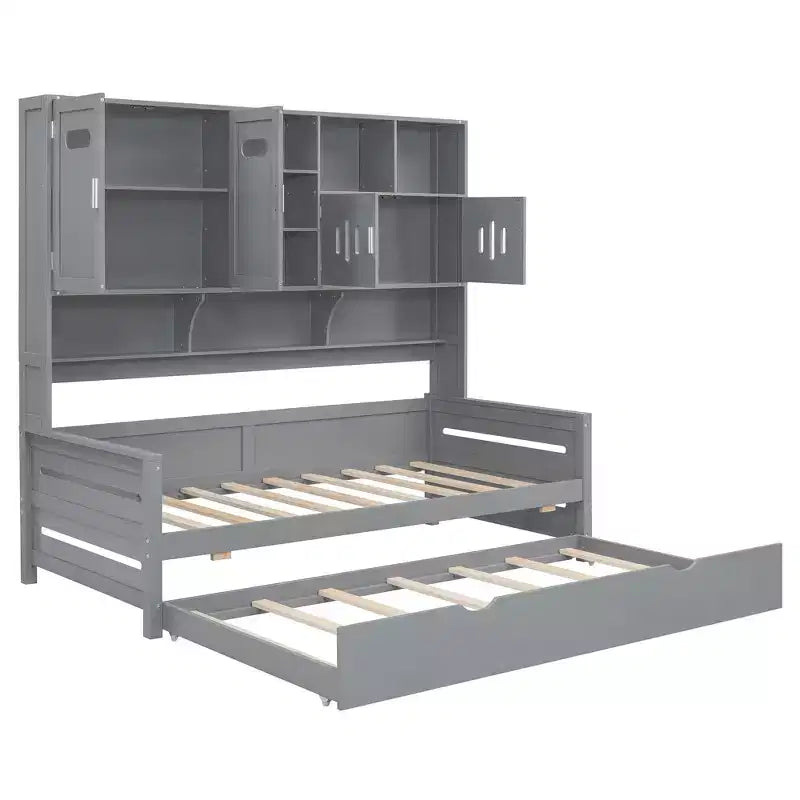 Divano letto una piazza/una piazza e mezza con letto estraibile singolo e armadio e scaffale tutto in uno-ModernLuxe