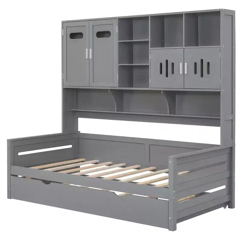 Divano letto una piazza/una piazza e mezza con letto estraibile singolo e armadio e scaffale tutto in uno-ModernLuxe