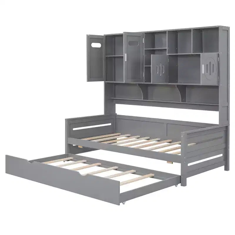 Divano letto una piazza/una piazza e mezza con letto estraibile singolo e armadio e scaffale tutto in uno-ModernLuxe