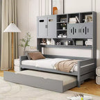 Twin/Full Size Daybed with Twin Size Trundle and All-in-One Cabinet and Shelf-ModernLuxe