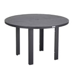 LeisureMod Round Outdoor Aluminum Dining Table for Modern Home, Patio, Backyard Garden Chelsea Collection