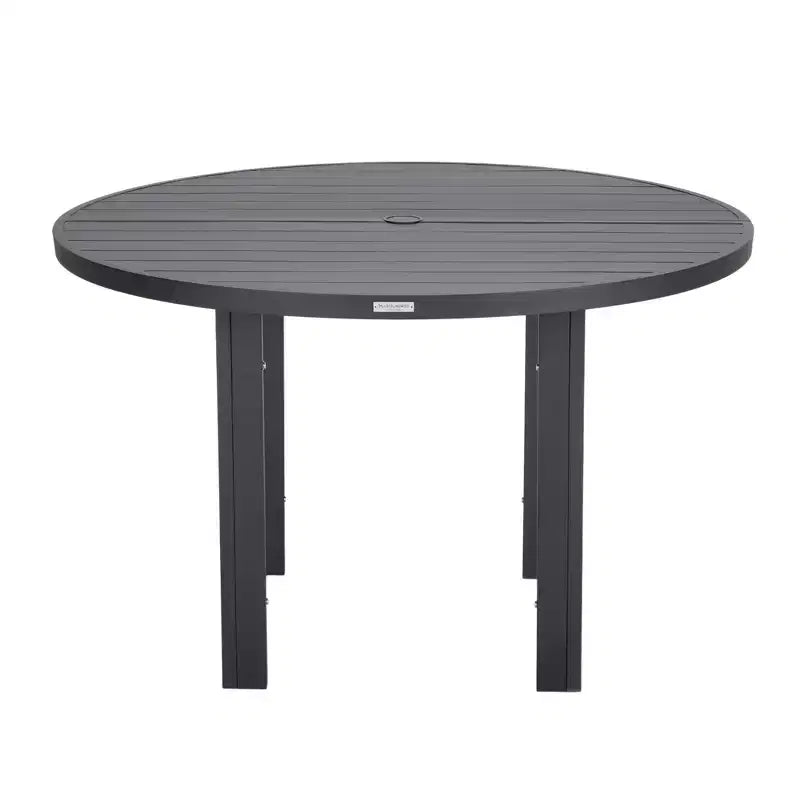 Tavolo da pranzo rotondo da esterno in alluminio LeisureMod per casa moderna, patio, giardino, collezione Chelsea