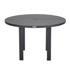 Tavolo da pranzo rotondo da esterno in alluminio LeisureMod per casa moderna, patio, giardino, collezione Chelsea