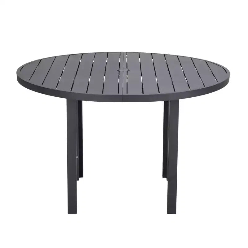 Tavolo da pranzo rotondo da esterno in alluminio LeisureMod per casa moderna, patio, giardino, collezione Chelsea