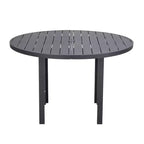 Tavolo da pranzo rotondo da esterno in alluminio LeisureMod per casa moderna, patio, giardino, collezione Chelsea