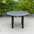 Tavolo da pranzo rotondo da esterno in alluminio LeisureMod per casa moderna, patio, giardino, collezione Chelsea