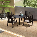 Tavolo da pranzo rotondo da esterno in alluminio LeisureMod per casa moderna, patio, giardino, collezione Chelsea