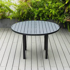 Tavolo da pranzo rotondo da esterno in alluminio LeisureMod per casa moderna, patio, giardino, collezione Chelsea