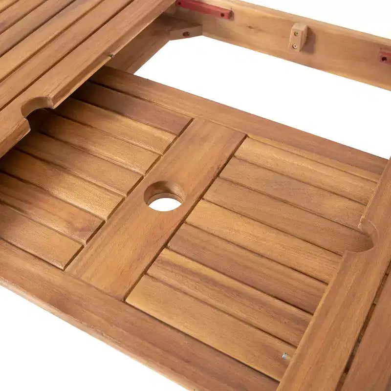 Christopher Knight Home Orchid Set da Pranzo Espandibile da Esterno in Legno di Acacia, 7 Pezzi, con Foro per Ombrellone, Teak