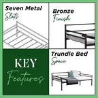 Kings Brand Furniture - Struttura per divano letto moderno in metallo, misura singola, con supporti a doghe in metallo, finitura bronzo