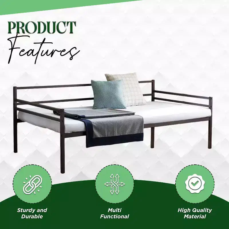 Kings Brand Furniture - Struttura per divano letto moderno in metallo, misura singola, con supporti a doghe in metallo, finitura bronzo