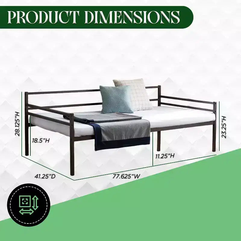 Kings Brand Furniture - Struttura per divano letto moderno in metallo, misura singola, con supporti a doghe in metallo, finitura bronzo