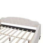 Divano letto imbottito a grandezza naturale, divano letto a giorno capitonné con/senza cassetti/letto estraibile singolo, Beige -ModernLuxe