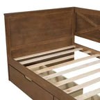 Divano Letto Singolo con Letto Estraibile/2 Cassetti e Sponda Rustica, Grigio/Marrone-ModernLuxe