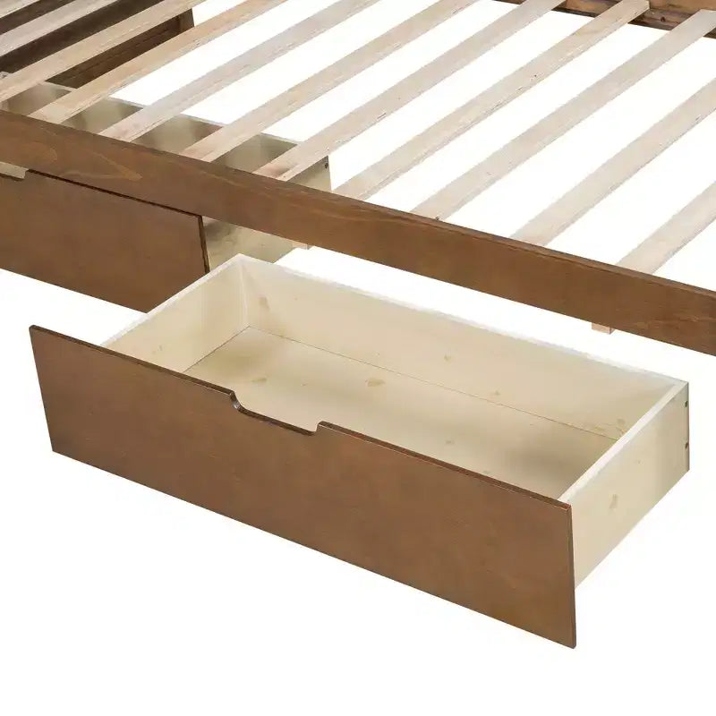 Divano Letto Singolo con Letto Estraibile/2 Cassetti e Sponda Rustica, Grigio/Marrone-ModernLuxe