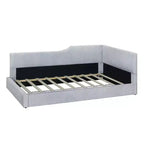 Divano Letto a L Imbottito in Velluto a Coste, Twin/Full Size, 4D - ModernLuxe