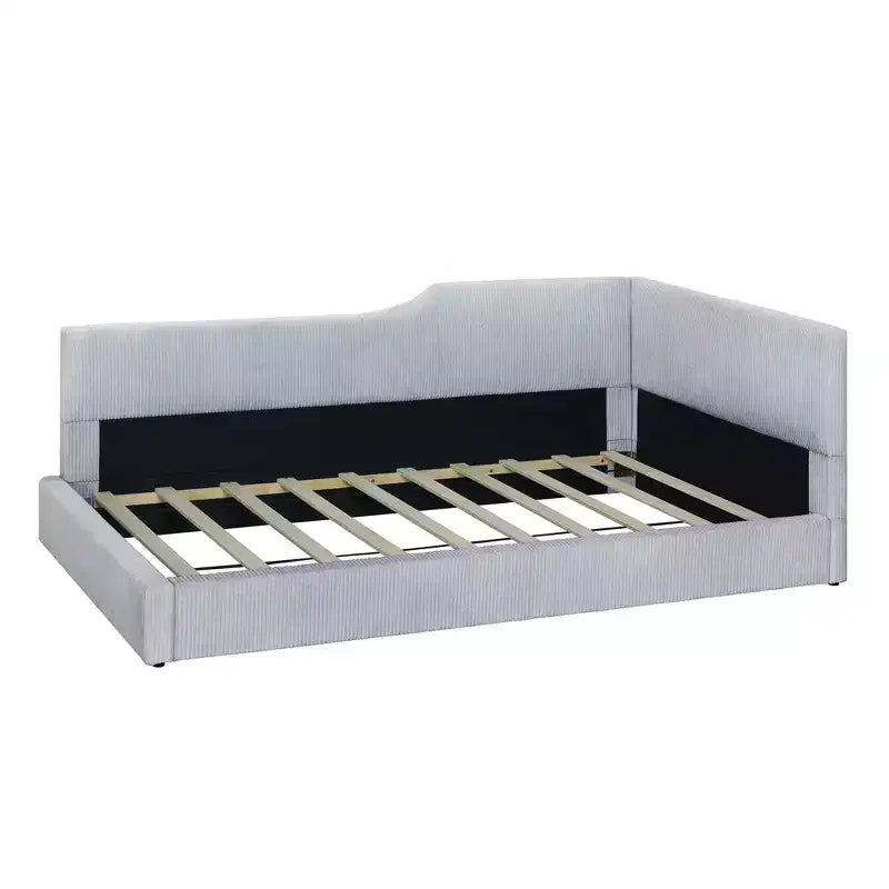 Divano Letto a L Imbottito in Velluto a Coste, Twin/Full Size, 4D - ModernLuxe