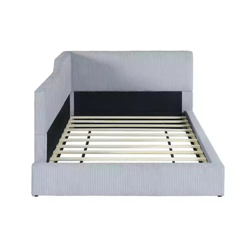 Divano Letto a L Imbottito in Velluto a Coste, Twin/Full Size, 4D - ModernLuxe