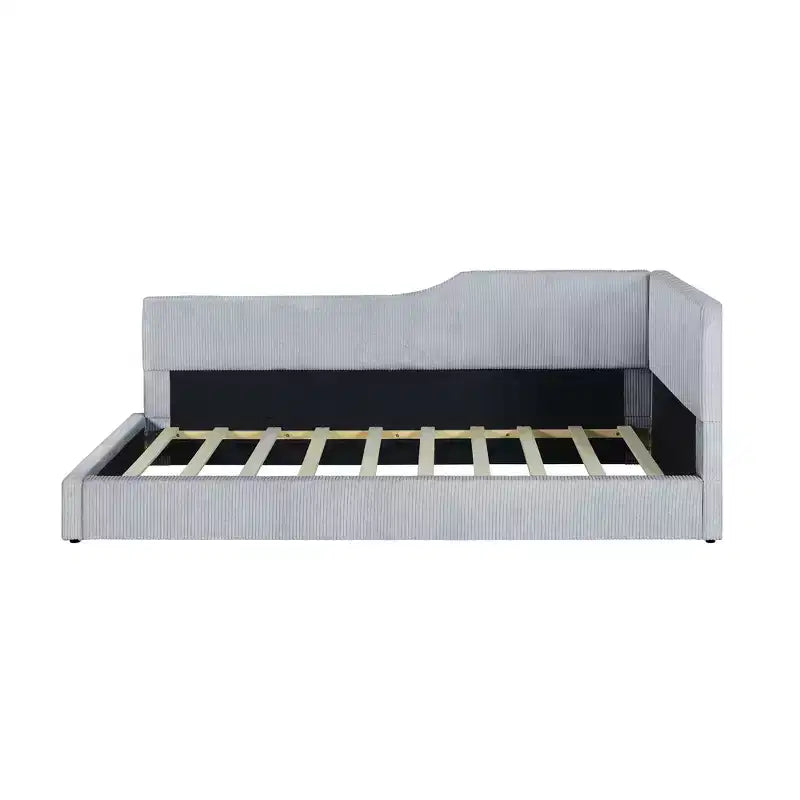 Divano Letto a L Imbottito in Velluto a Coste, Twin/Full Size, 4D - ModernLuxe