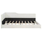 Divano Letto a L Imbottito in Velluto a Coste, Twin/Full Size, 4D - ModernLuxe