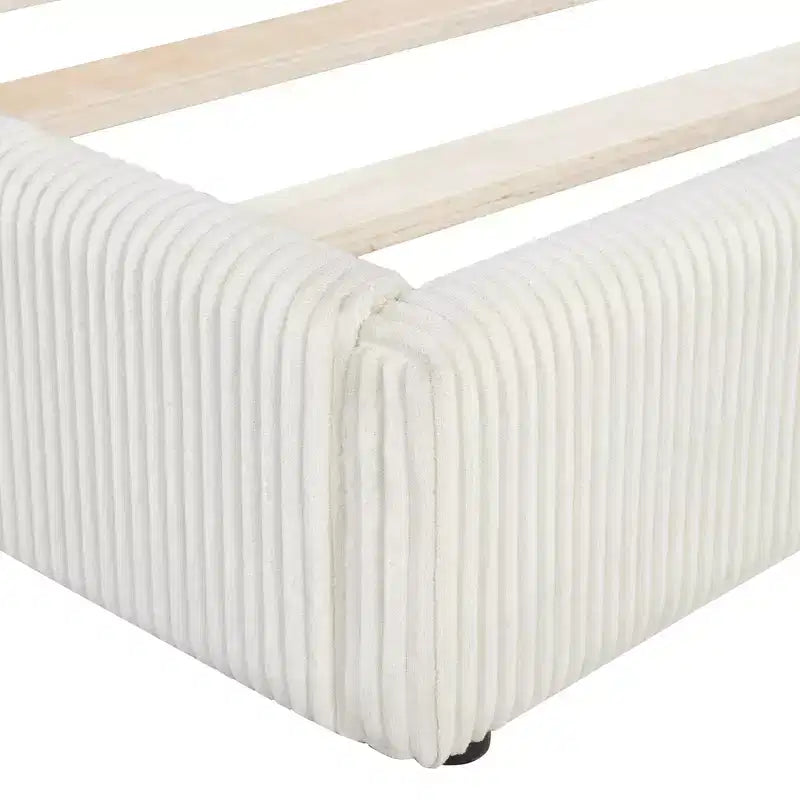 Divano Letto a L Imbottito in Velluto a Coste, Twin/Full Size, 4D - ModernLuxe