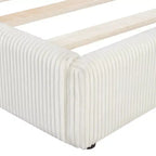 Divano Letto a L Imbottito in Velluto a Coste, Twin/Full Size, 4D - ModernLuxe