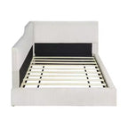 Divano Letto a L Imbottito in Velluto a Coste, Twin/Full Size, 4D - ModernLuxe