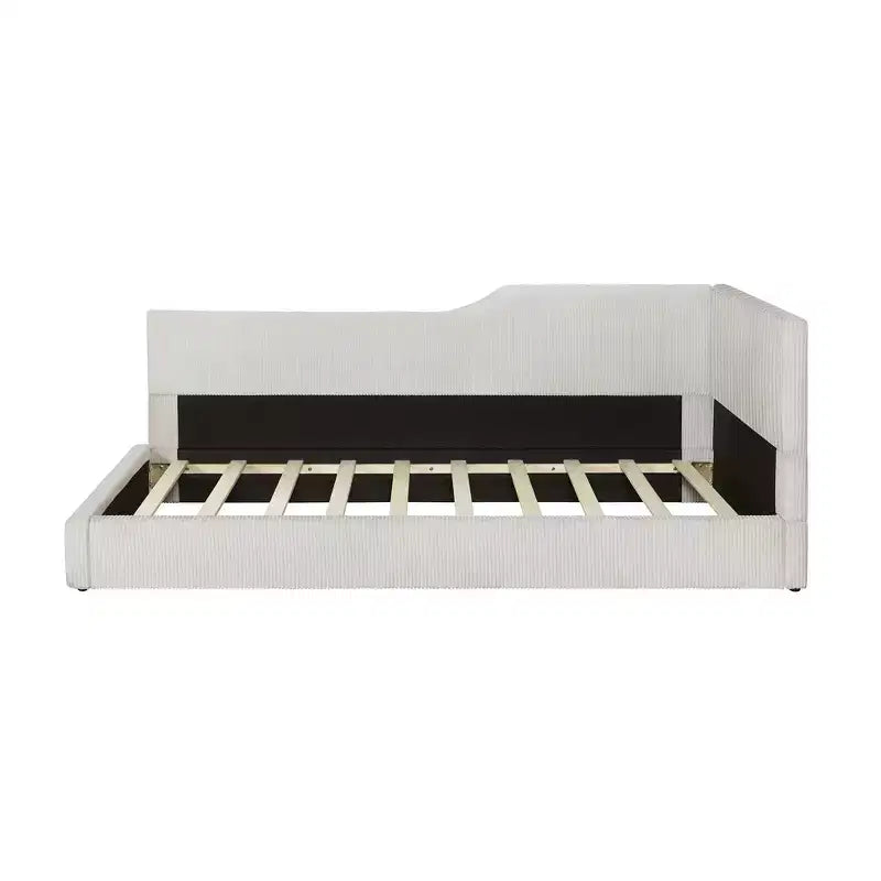 Divano Letto a L Imbottito in Velluto a Coste, Twin/Full Size, 4D - ModernLuxe