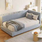 Divano Letto a L Imbottito in Velluto a Coste, Twin/Full Size, 4D - ModernLuxe