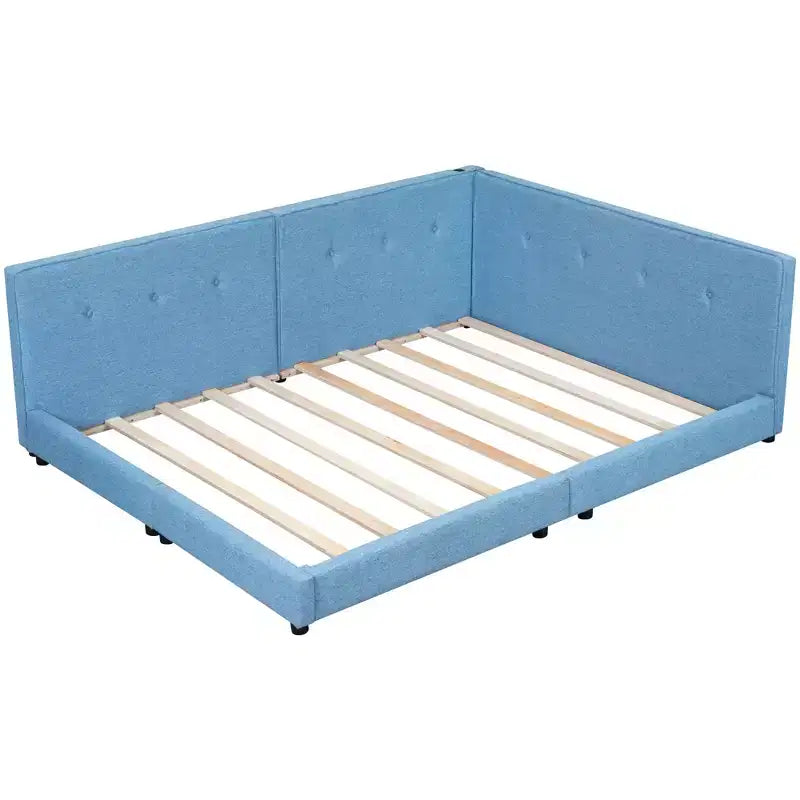 Letto a piattaforma Queen/Full Size, Letto da giorno imbottito a terra con porte USB - ModernLuxe
